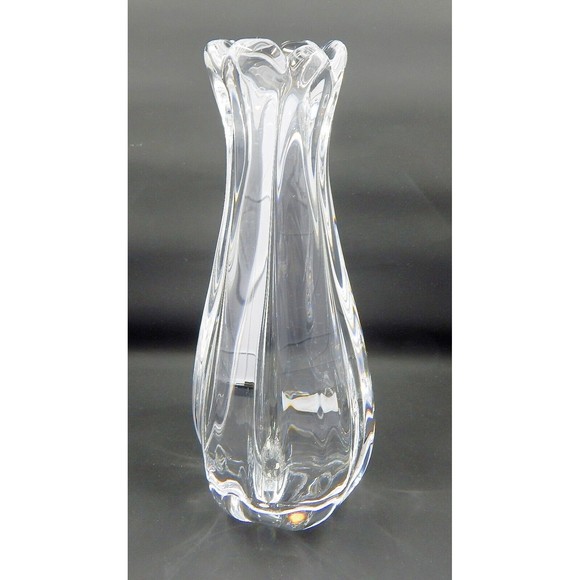 Orrefors Crystal Finger Swung Bud Vase Tulip Ribbed Melon Bulbous Signed - Picture 6 of 12